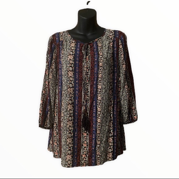 BOHO PEASANT SHIRT MULTI COLOUR SIZE LARGE - Picture 1 of 8